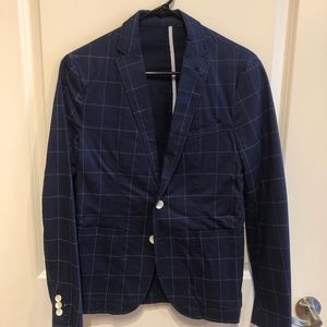 Zara, Size 36, Navy Blue Windowpane Blazer
